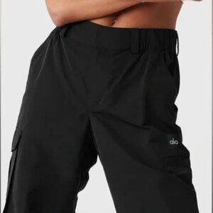 New Alo Yoga Black Break Line Celana Jogger Cargo Pants